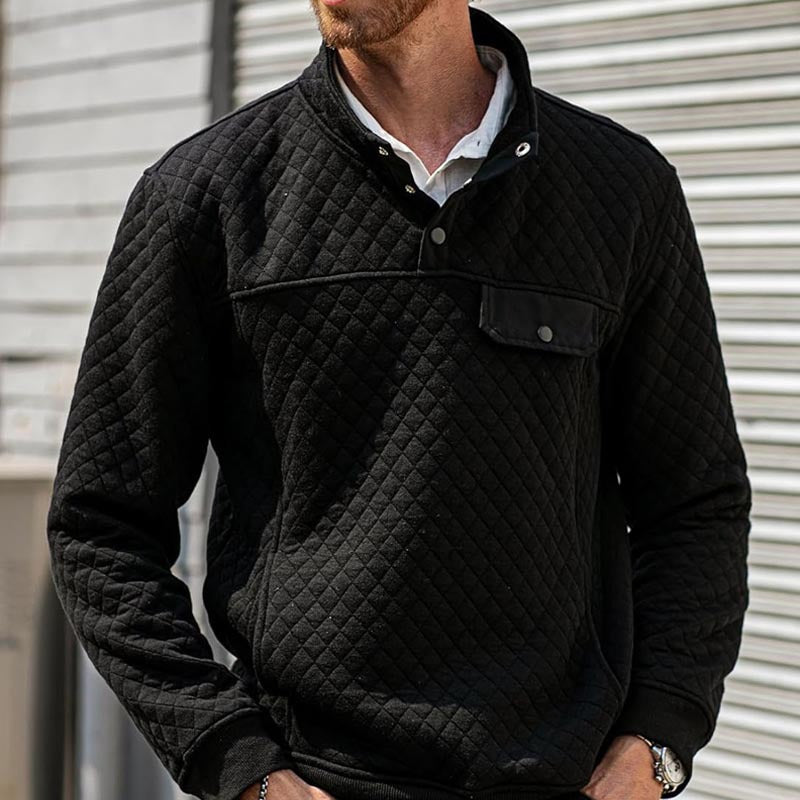 Herren Stepppullover mit Brusttasche und kontrastierenden Details EB