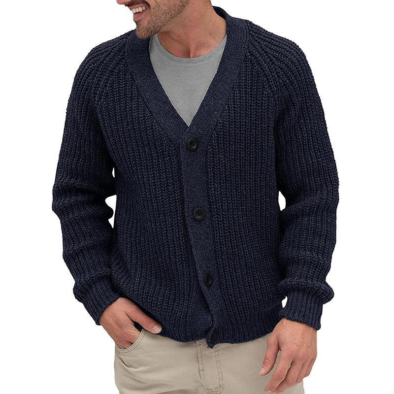 Herren Grobstrickjacke mit Knopfleiste EB