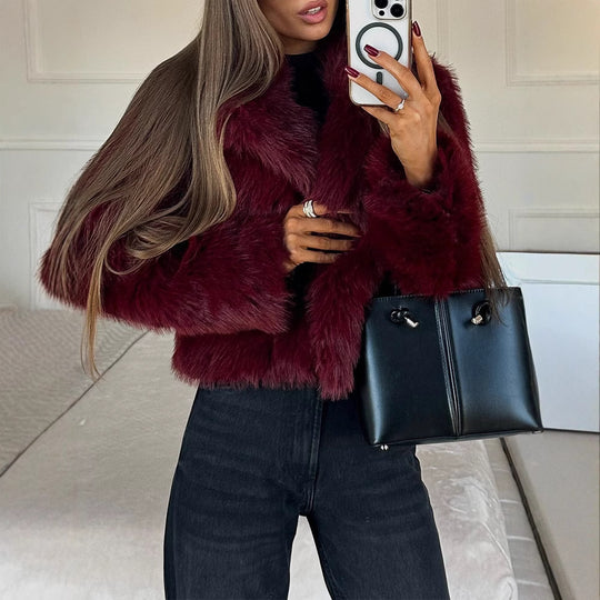 Damen Kunstpelzjacke im eleganten Oversized-Stil EB