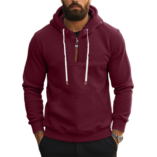Herren Kapuzensweater mit halbem Reißverschluss und modernem Schnitt EB