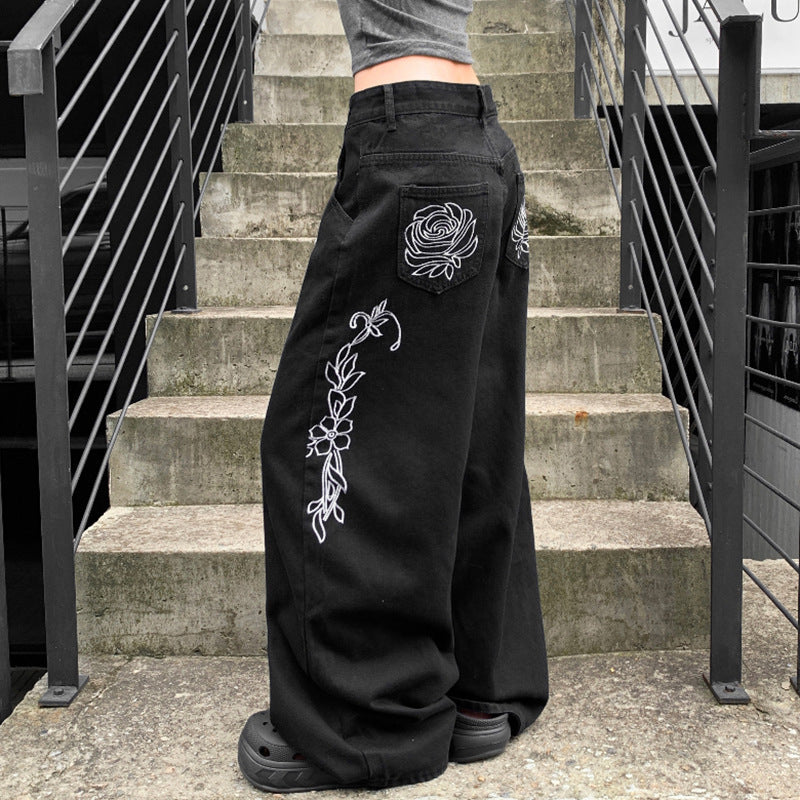 Damen weit geschnittene Baumwollhose mit hohem Taillenbund und praktischen Taschen EB