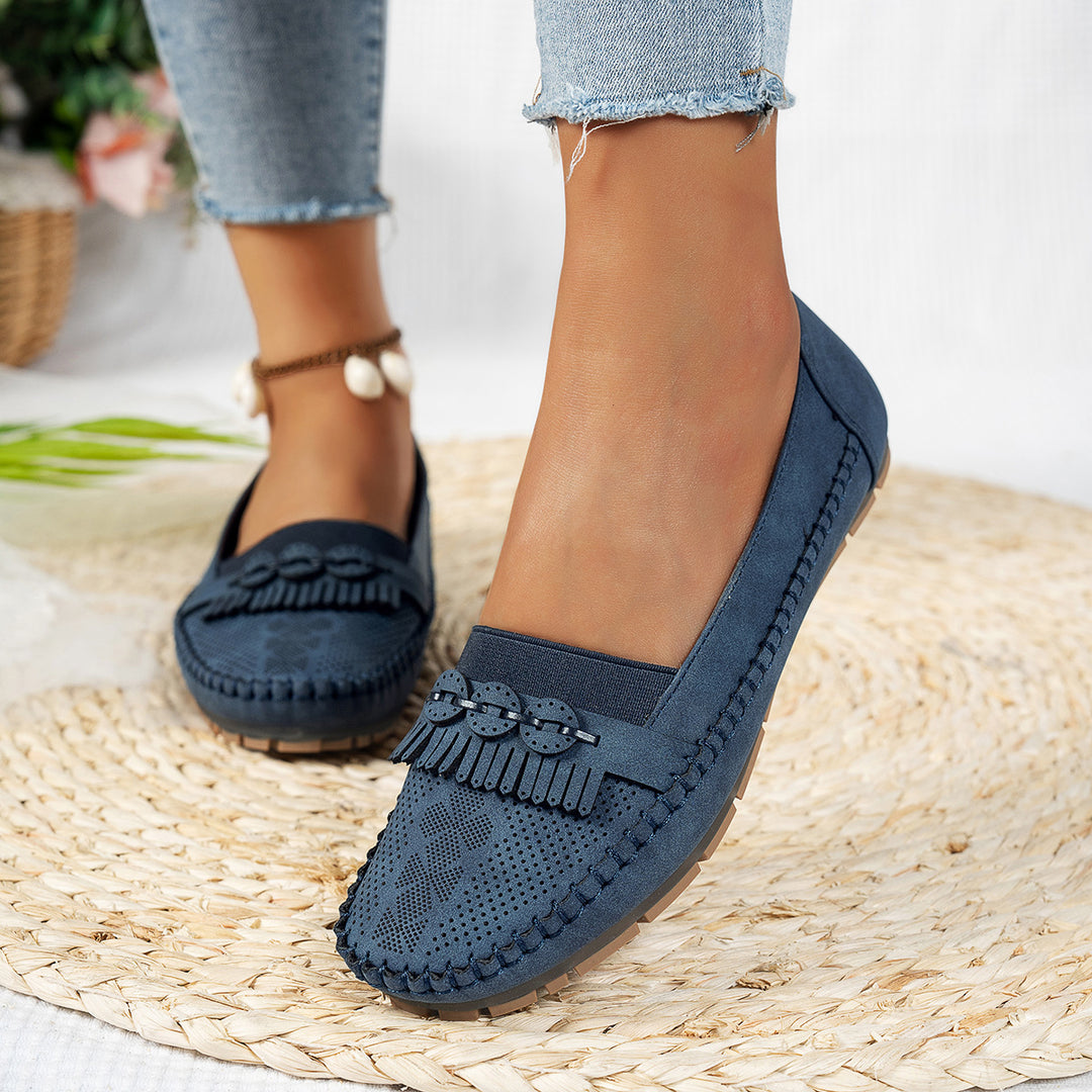 Damen Mokassins mit modischem Fransen-Design und atmungsaktivem Obermaterial EB
