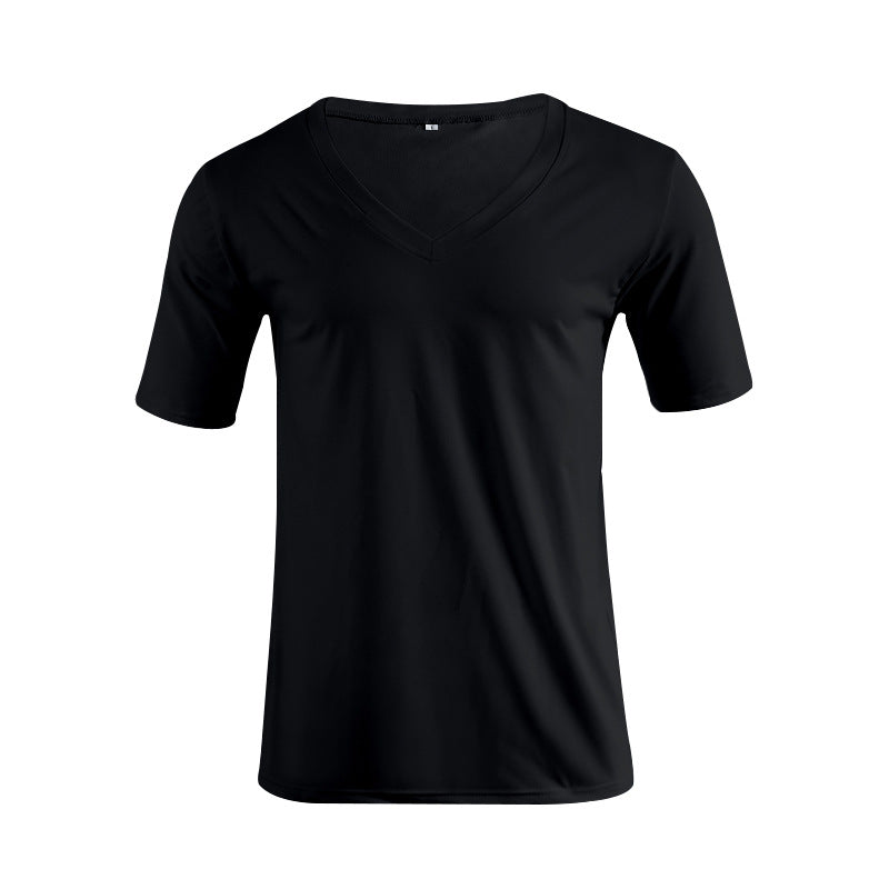 Herren nan V-Ausschnitt T‑Shirt aus feinem Jersey mit schmaler Silhouette und flachen Nähten EB