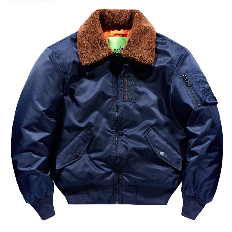 Men's  Sherpa-Collar Insulated Pilot Bomber with Sleeve Utility Pocket EB