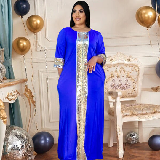Damen Elegantes Maxikleid mit glitzerndem Design und stilvollem Schnitt EB