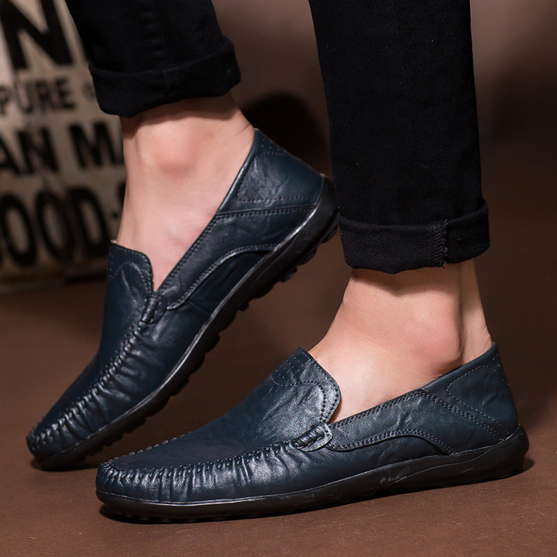 Herren Lederloafer im Mokassin-Stil mit handgenähter Ziernaht, elastischen Seiteneinsätzen und rutschfester Gummilaufsohle EB
