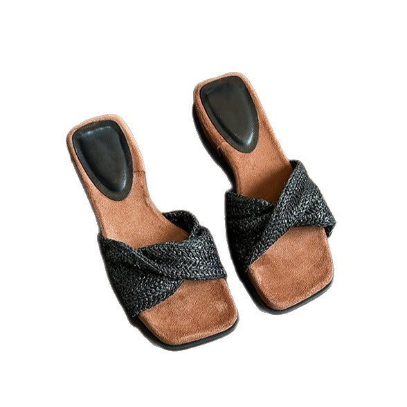 Damen elegante Pantoletten mit komfortablem geflochtenem Design EB