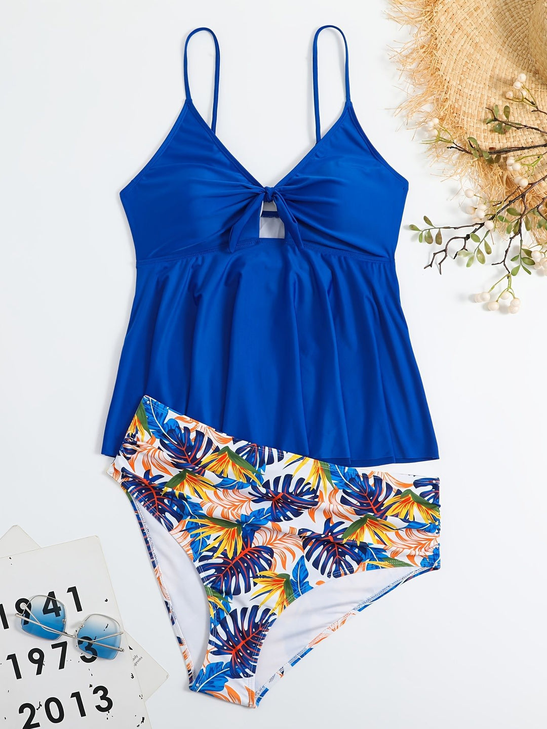 Damen Tankini-Set mit modischem Floral-Design und verstellbaren Trägern EB