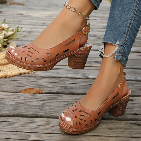 Damen Hochhackige Plattform Sandalen mit offener Zehenpartie EB