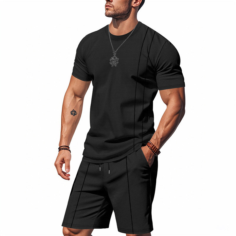 Herren Sportliches Kurzarm- und Shorts-Set aus atmungsaktivem Material EB