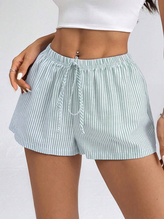 Damen gestreifte Freizeithose mit verstellbarem Kordelzug EB