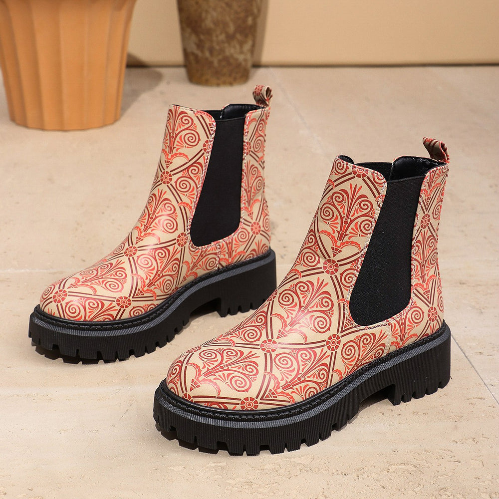Damen Chelsea Boots mit trendigem Muster und rutschfester Sohle EB