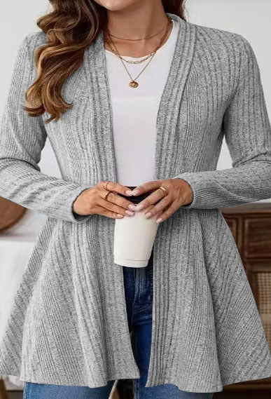 Damen Strickjacke mit asymmetrischem Design und offener Vorderseite EB