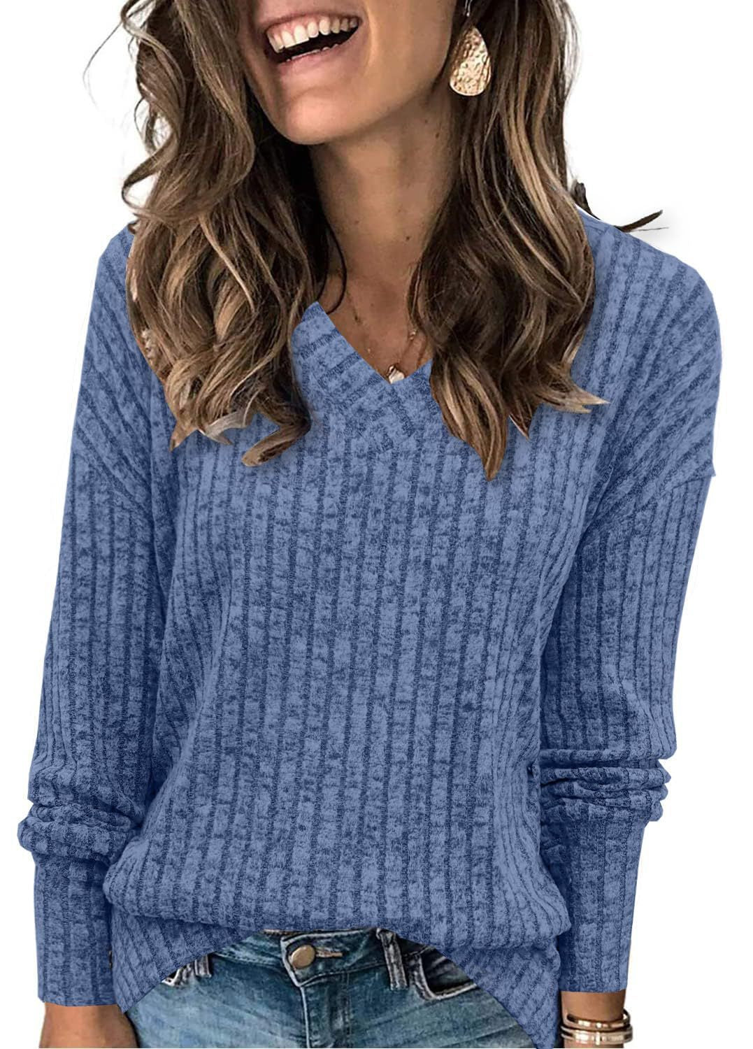 Damen eleganter V-Ausschnitt Pullover EB