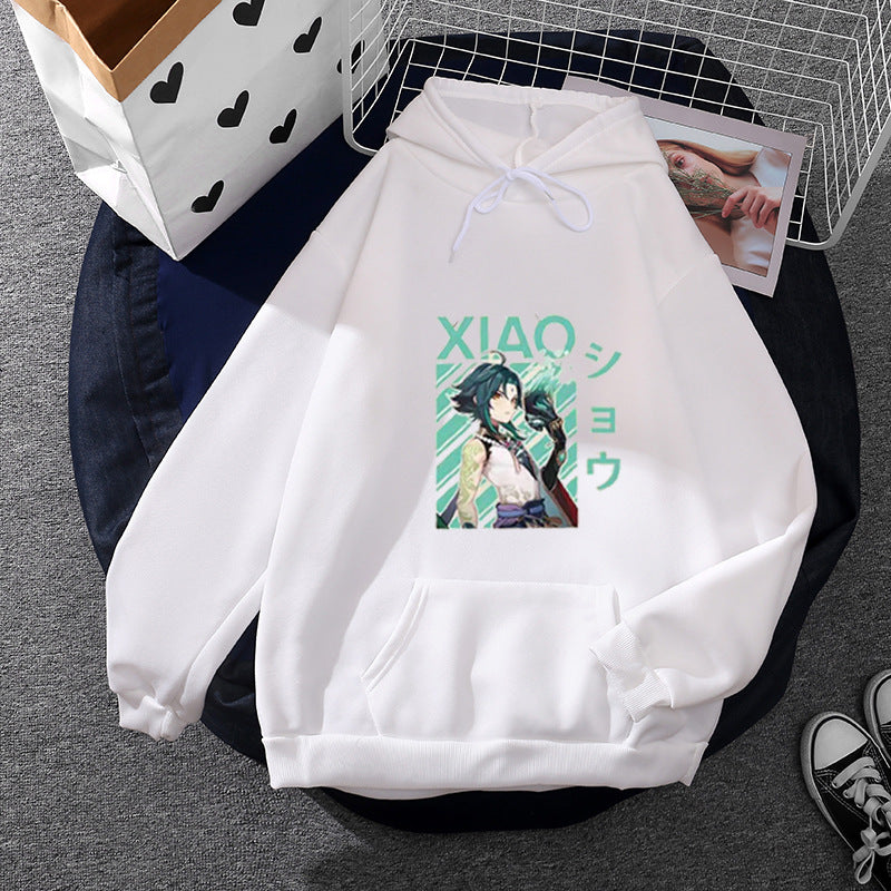 Damen nan weicher Oversize-Kapuzenpullover mit kawaii Pilzfrosch-Print, Kängurutasche und gerippten Bündchen EB