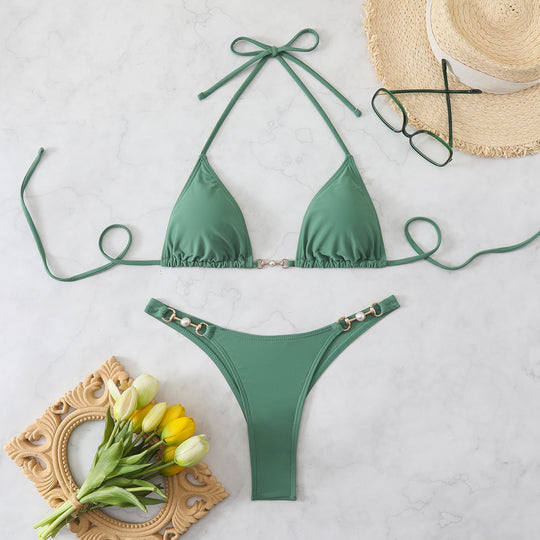 Damen Bikini-Set mit verstellbaren Trägern und modischen Ringdetails EB