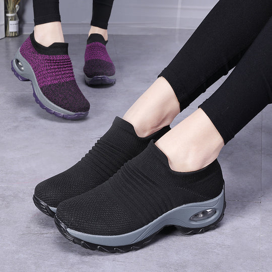 Damen Flexibler Slip-On Sneaker mit atmungsaktiver Strick-Oberfläche und dämpfender Sohle EB
