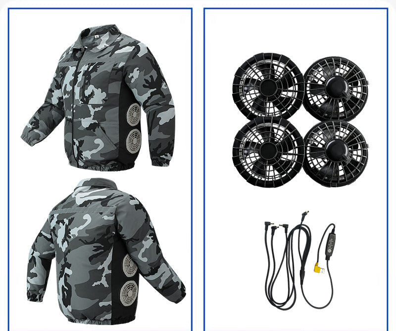 Unisex nan kühlende Ventilationsjacke mit integrierten seitlichen Lüftern und atmungsaktivem Funktionsmaterial R&B