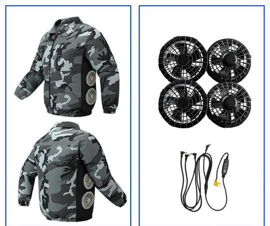 Unisex nan kühlende Ventilationsjacke mit integrierten seitlichen Lüftern und atmungsaktivem Funktionsmaterial R&B