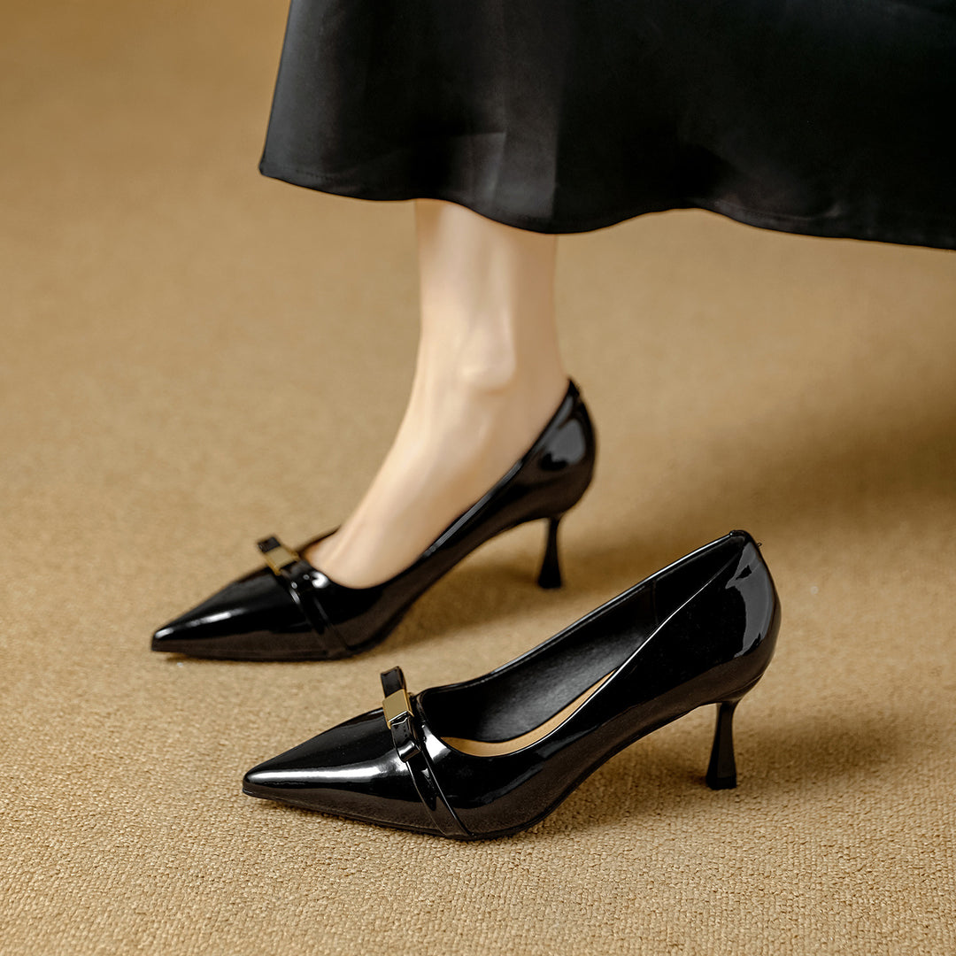 Damen elegante spitze Pumps mit modischem Riemen und komfortablem Absatz EB