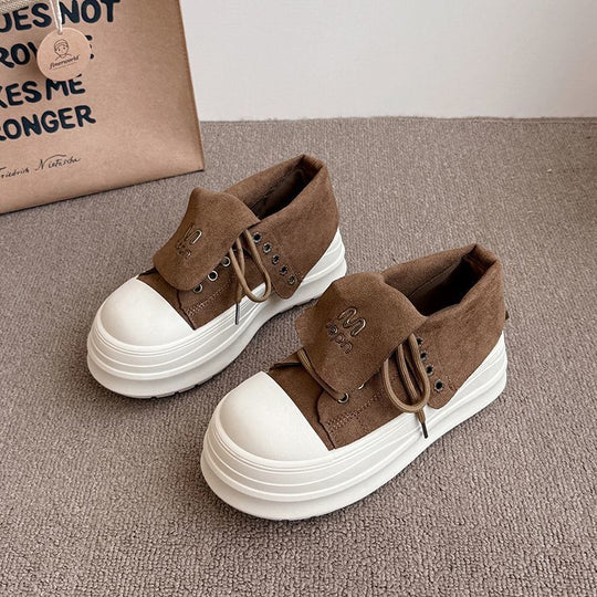 Damen Hochformat Sneakers mit modischem Veloursleder und robustem Plateau EB