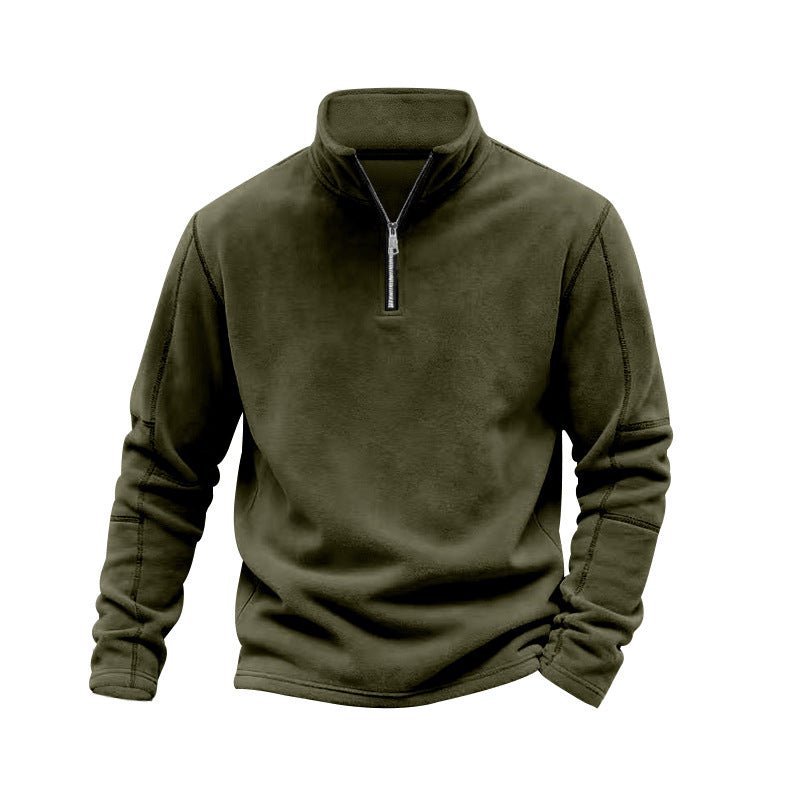 Herren nan leichter Fleece-Pullover mit halbem Reißverschluss und Stehkragen EB