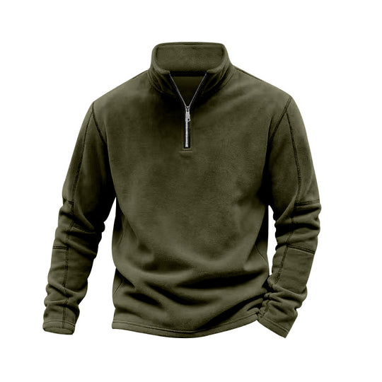 Herren nan leichter Fleece-Pullover mit halbem Reißverschluss und Stehkragen EB