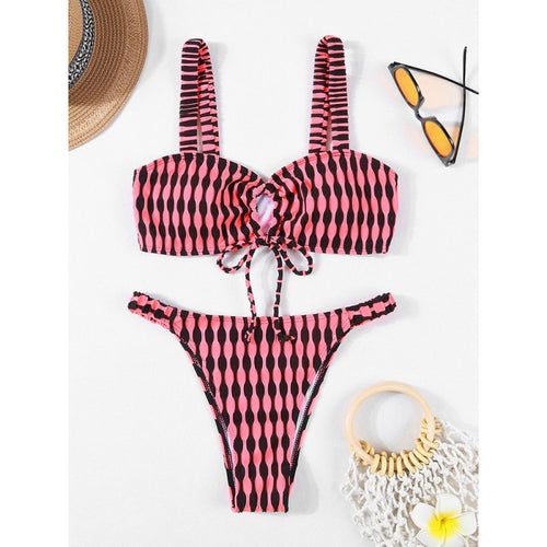 Damen Triangel-Bikini mit modischem Wickel-Design und verstellbaren Trägern EB
