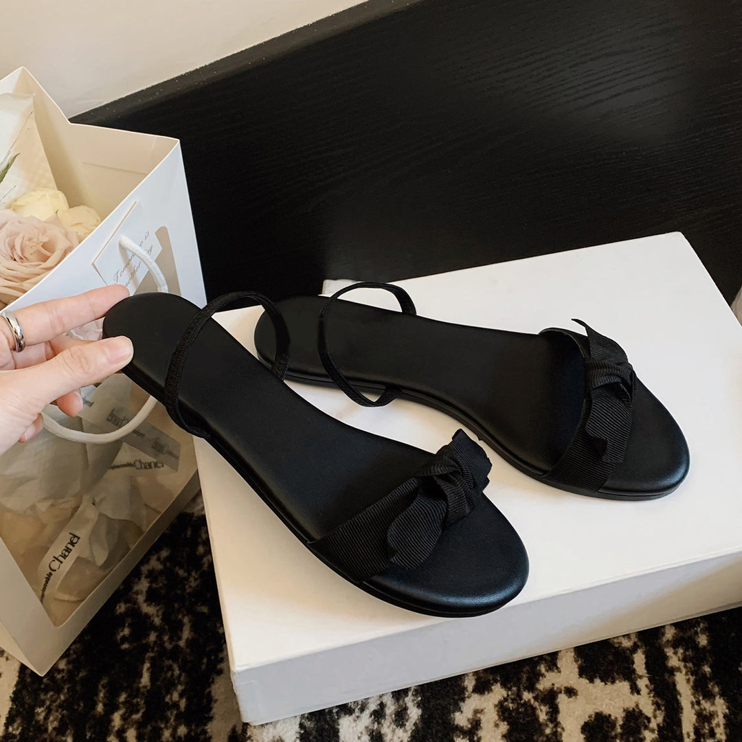 Damen Elegante und bequeme Sandalen mit dekorativem Schleifenakzent EB