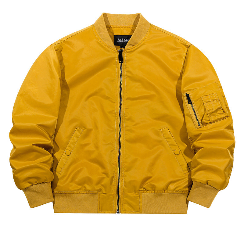 Men's  matte-shell insulated bomber jacket with reinforced sleeve zip pocket and snap-flap hand pockets EB