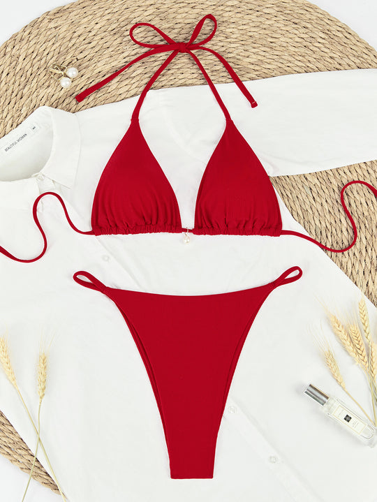 Damen Triangel-Bikini mit verstellbaren Trägern und elegantem Unterteil EB