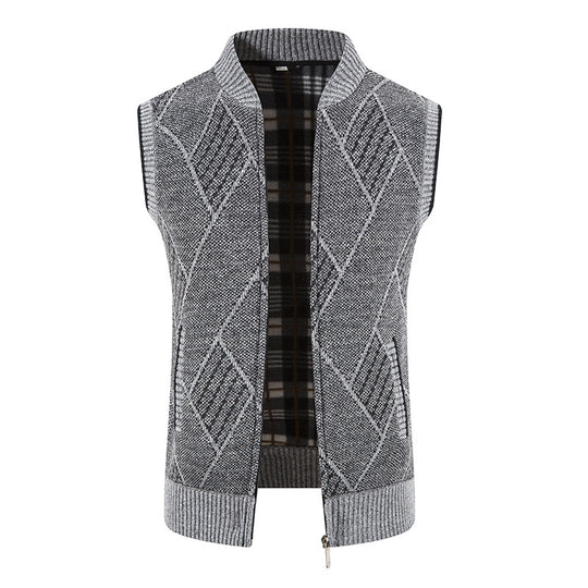 Herren Strickjacke ohne Ärmel mit modernem Zopfmuster EB
