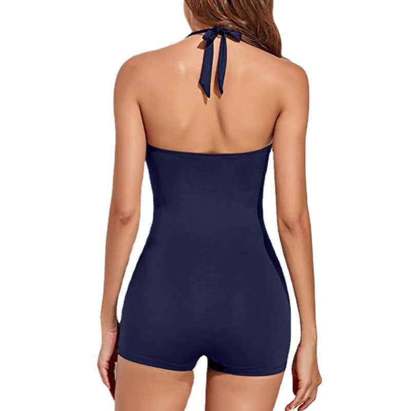 Damen Eleganter Badeschnitt mit rüschenärmel und abnehmbaren Trägern EB