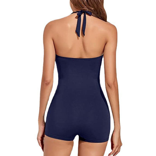 Damen Eleganter Badeschnitt mit rüschenärmel und abnehmbaren Trägern EB