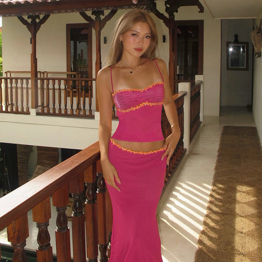 Damen elegantes Maxikleid mit raffinierten Spitzendetails EB