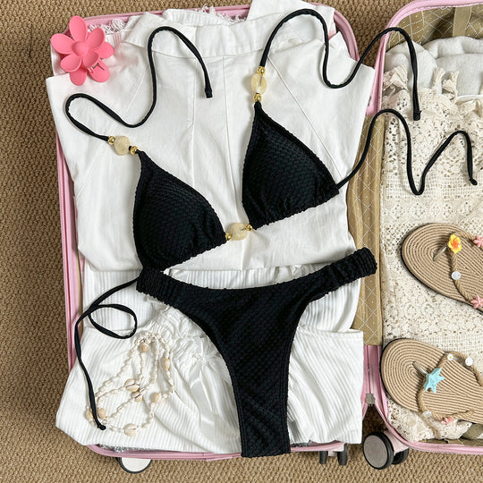 Damen Triangel-Bikini mit geflochtenem Muster EB