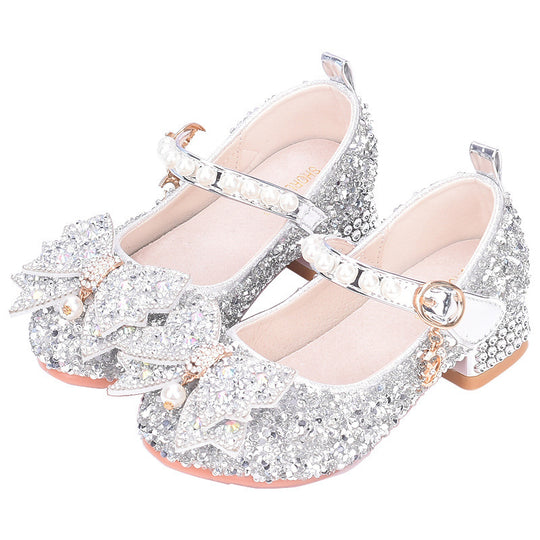 Mädchen Glitzernde Mary Jane Schuhe mit dekorativen Schleifen EB