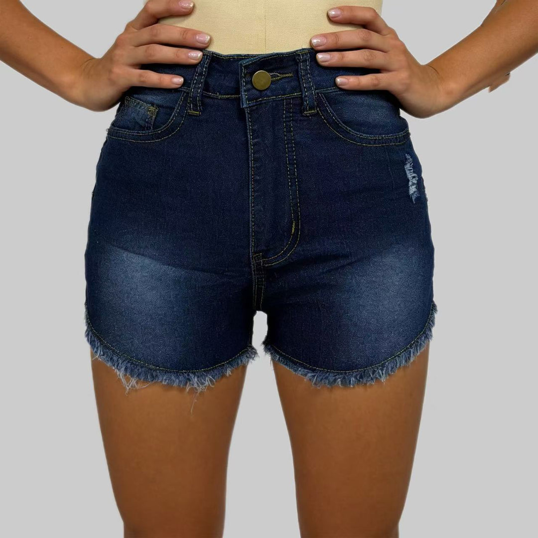 Damen Hochgeschnittene Denim-Shorts im angesagten Fransen-Look EB