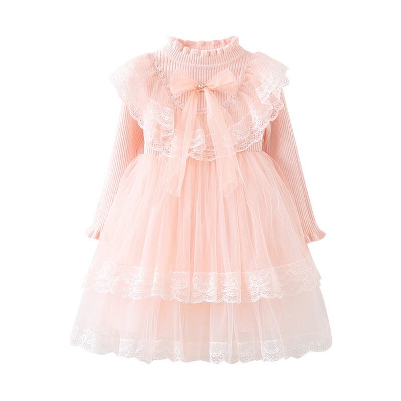 Mädchen Festliches Kleid mit Rüschenkragen und Tüllrock EB