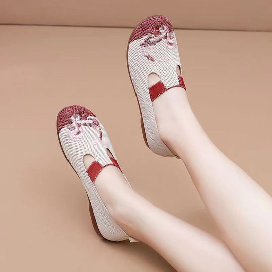 Damen luftige Ballerinas mit modischem Floralmuster EB