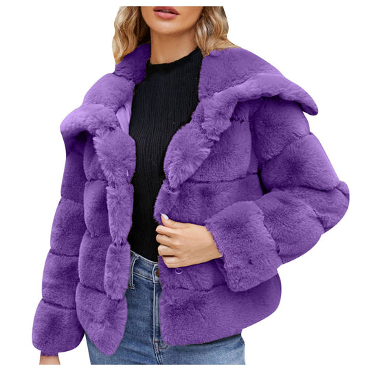 Damen Trendige Puffjacke mit weich gefüttertem Kunstfell EB
