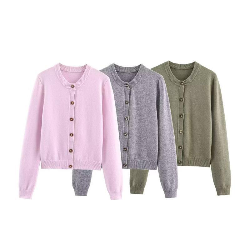 Damen weicher Strickcardigan mit Knopfverschluss und eleganten Rippabschlüssen EB