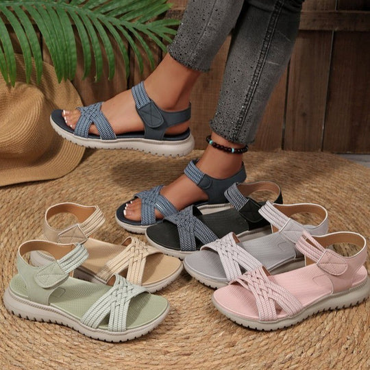Damen komfortable Riemensandalen mit verstellbarem Klettverschluss EB
