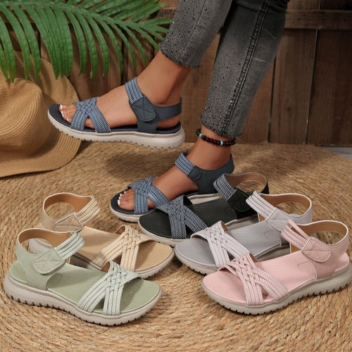 Damen komfortable Riemensandalen mit verstellbarem Klettverschluss EB