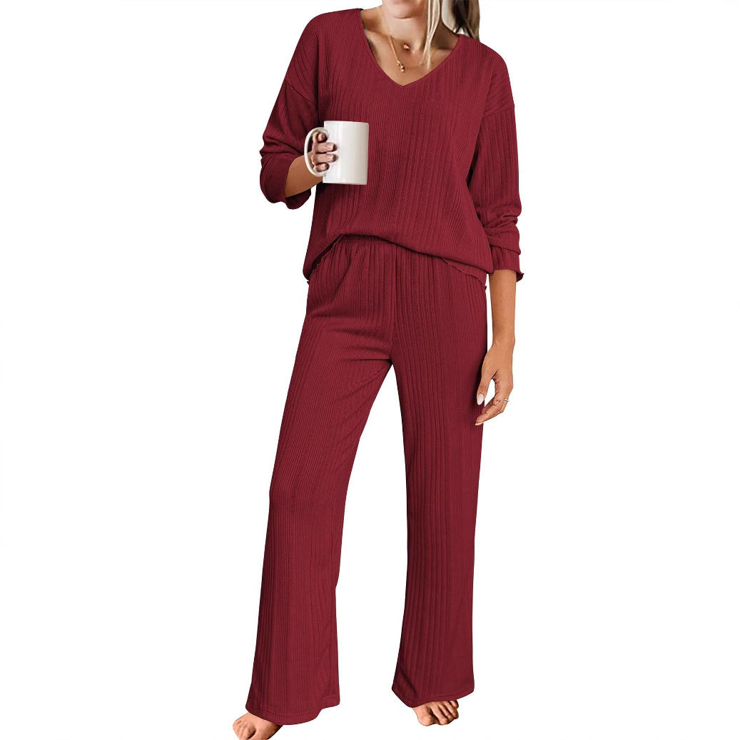 Damen Komfortable Pyjamajacke mit elegantem V-Ausschnitt und weitem Schnitt EB