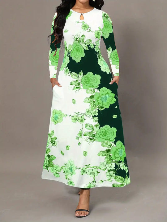 Damen Maxikleid mit floralen Mustern EB
