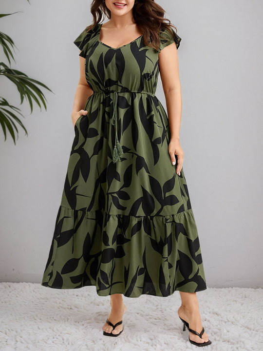 Damen Maxikleid mit floralem Muster und taillierter Silhouette EB