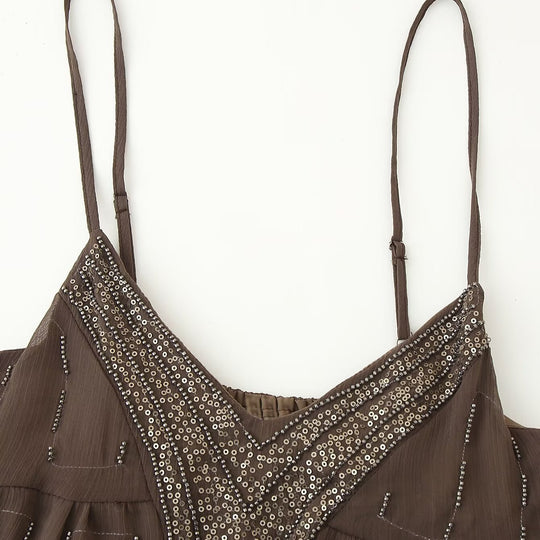 Damen Sommerliches Kleid mit elegantem V-Ausschnitt und raffinierten Rüschendetails EB