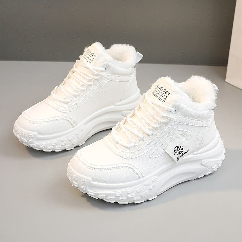 Damen modische Hochschnitt Sneakers mit warmem Futter und rutschfester Sohle EB