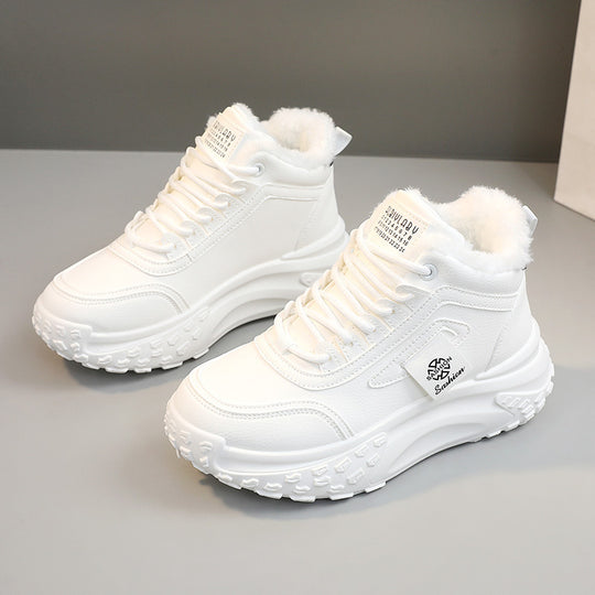 Damen modische Hochschnitt Sneakers mit warmem Futter und rutschfester Sohle EB